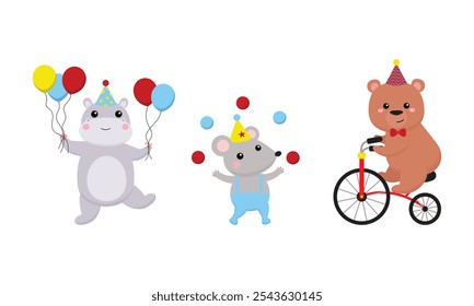 Cute circus animal acrobat clip art