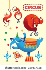 Cute circus animals collection