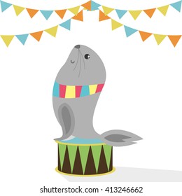 cute circus animals collection. vector illustration