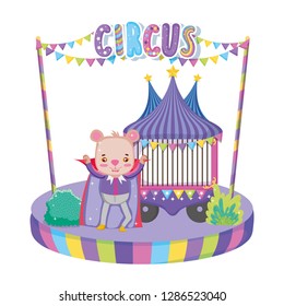 cute circus bear with layer and kiosk