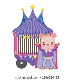 cute circus bear with layer and kiosk