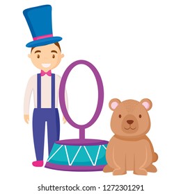 cute circus bear with magincian characters