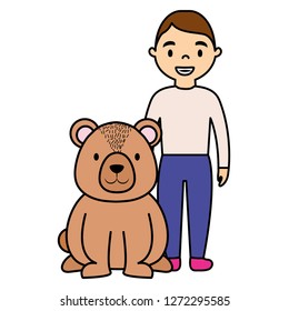 cute circus bear with man character