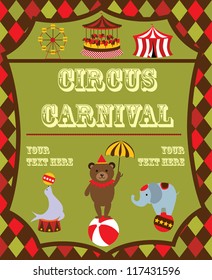 cute circus card design. vector illustration