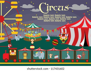 cute circus card design. vector illustration