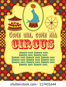 cute circus card design. vector illustration