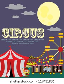 cute circus card design. vector illustration