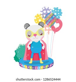 cute circus cat with layer and balloons helium