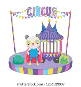 cute circus cat with layer and tent