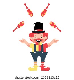 Cute Circus clown Juggler performs