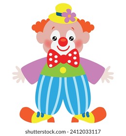 Cute circus clown vector cartoon illustration