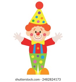 Cute circus clown vector cartoon illustration