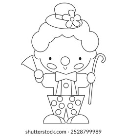 Cute circus clown vector cartoon illustration