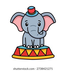 Cute Circus Elephant Cartoon Vector Illustration