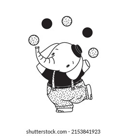 cute circus elephant, vector clipart, children's illustration