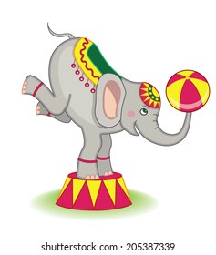 cute circus elephant (vector illustration for children's books)