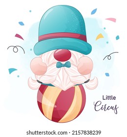 Cute Circus Gnome Illustration for decoration