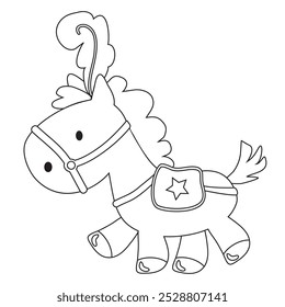 Cute circus horse vector cartoon illustration