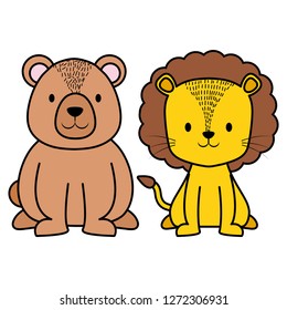 cute circus lion and bear characters
