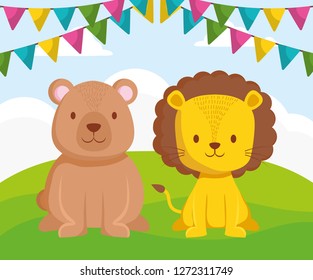 cute circus lion character