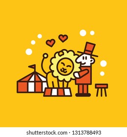 Cute Circus Lion and Lion clipart, 100% vector file