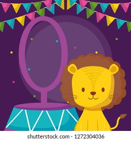 cute circus lion jumping ring