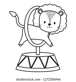 cute circus lion jumping ring