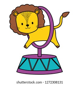 cute circus lion jumping ring