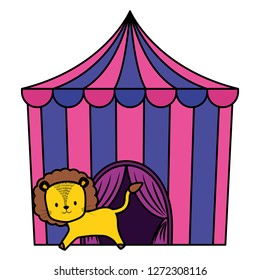 cute circus lion with tent
