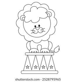 Cute circus lion vector cartoon illustration