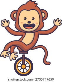 Personagem Bonito Macaco Circo. Isolado no fundo branco.