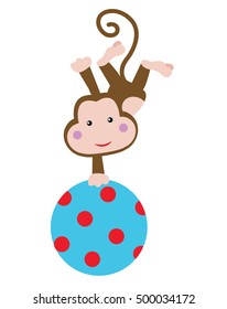 cute circus monkey clip art for party, fun and circus theme