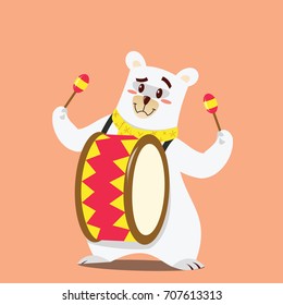 Cute Circus Polar Bear Playing Drum Stock Vector (Royalty Free ...