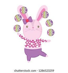 cute circus rabbit juggling balls