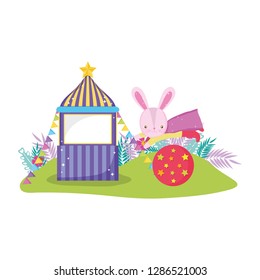 cute circus rabbit with layer in balloon