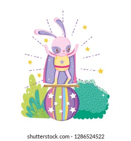 cute circus rabbit with layer in balloon