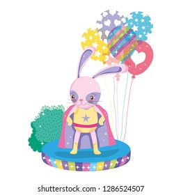cute circus rabbit with layer and balloons helium