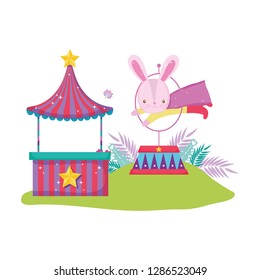 cute circus rabbit with layer and kiosk