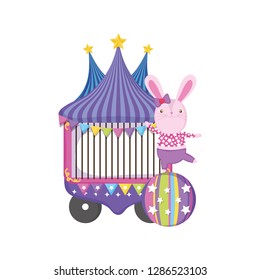 cute circus rabbit with layer and kiosk