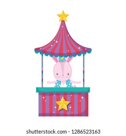 cute circus rabbit with layer and kiosk