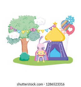 cute circus rabbit with layer and kiosk