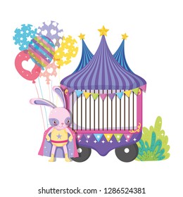 cute circus rabbit with layer and kiosk
