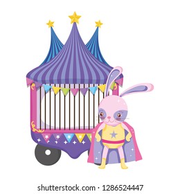 cute circus rabbit with layer and kiosk