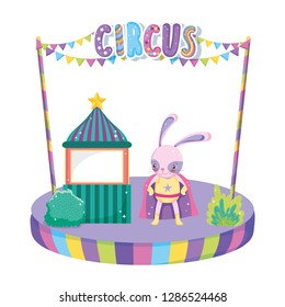 cute circus rabbit with layer and kiosk