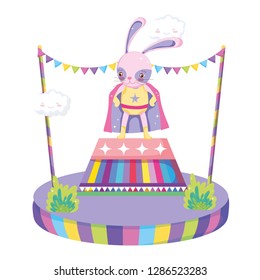 cute circus rabbit with layer in stage