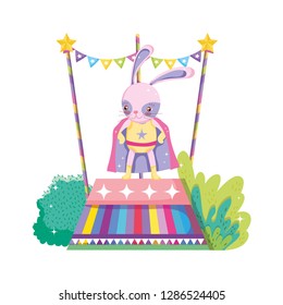cute circus rabbit with layer in stage