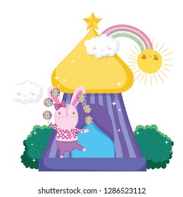 cute circus rabbit with layer and tent