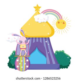 cute circus rabbit with layer and tent