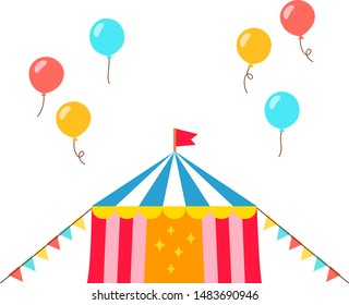 Cute circus tent and balloons