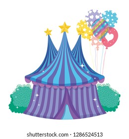 cute circus tent with balloons helium